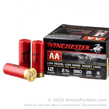 250 Rounds of 7/8 ounce #8 low recoil shot 12ga Ammo by Winchester AA
