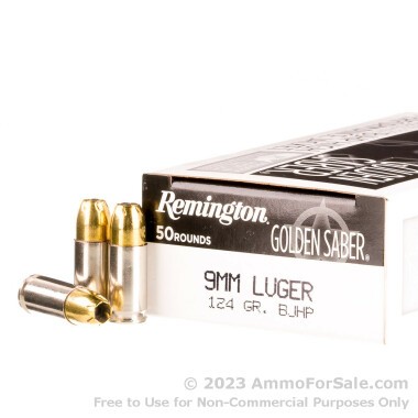 500 Rounds of 124gr JHP 9mm Ammo by Remington Golden Saber