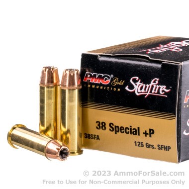 20 Rounds of 125gr JHP .38 Spl +P Ammo by PMC
