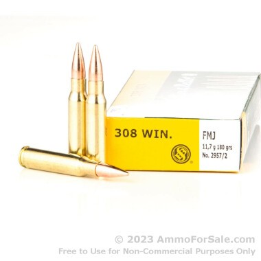 500 Rounds of 180gr FMJ .308 Win Ammo by Sellier & Bellot