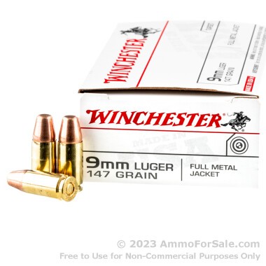 50 Rounds of 147gr TC-MC 9mm Ammo by Winchester
