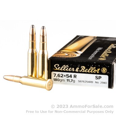 20 Rounds of 180gr SP 7.62x54r Ammo by Sellier & Bellot