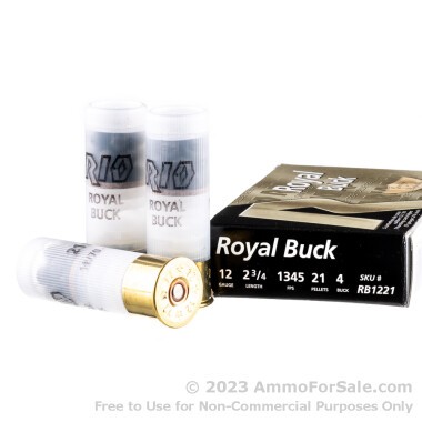 5 Rounds of #4 Buck 12ga Ammo by Rio Royal Buck