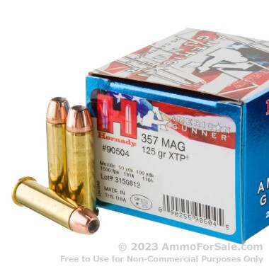 25 Rounds of 125gr JHP .357 Mag Ammo by Hornady American Gunner