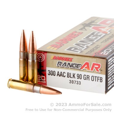 20 Rounds of 90gr OTM .300 AAC Blackout Ammo by Barnes Range AR 