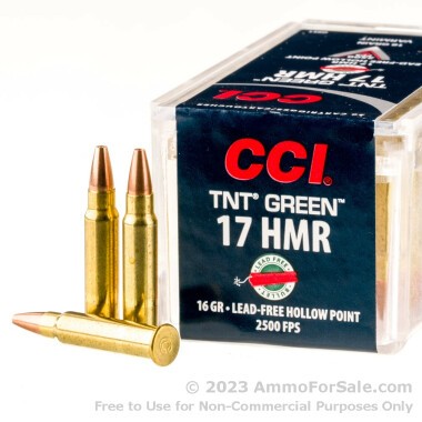 50 Rounds of 16gr TNT Green HP .17 HMR Ammo by CCI