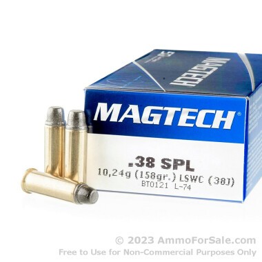 50 Rounds of 158gr LSWC .38 Spl Ammo by Magtech