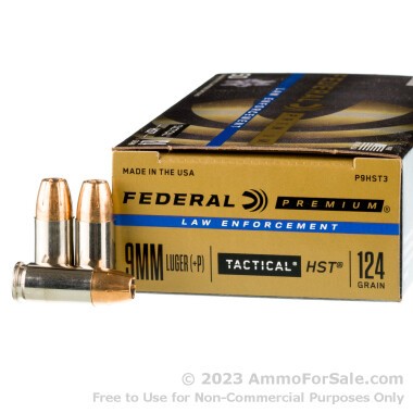 1000 Rounds of 124gr JHP 9mm +P Ammo by Federal