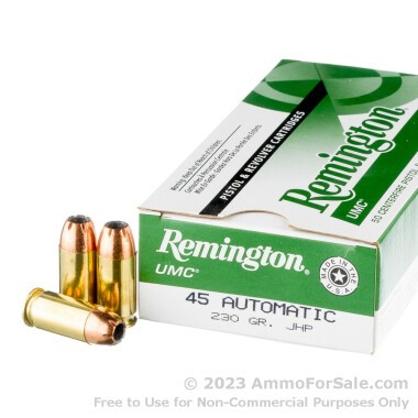 50 Rounds of 230gr JHP .45 ACP Ammo by Remington UMC