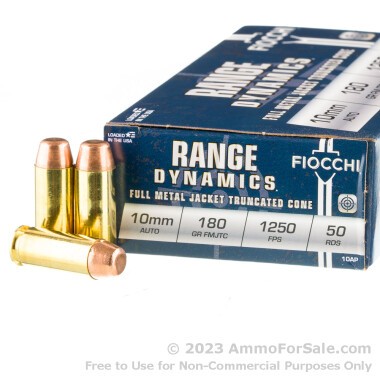 50 Rounds of 180gr FMJTC 10mm Ammo by Fiocchi