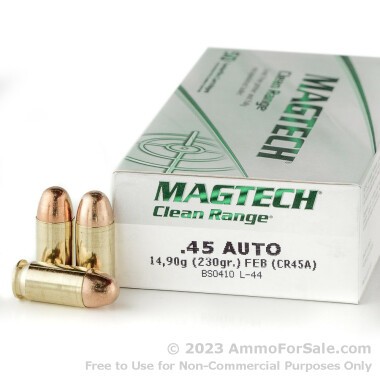 50 Rounds of 230gr FEB .45 ACP Ammo by Magtech CleanRange