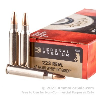 20 Rounds of 43 Grain Speer TNT Green HP .223 Ammo by Federal V-Shok