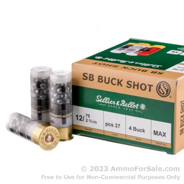 250 Rounds of #4 Buck 12ga Ammo by Sellier & Bellot