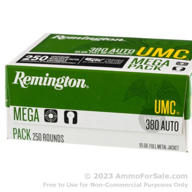 380 Auto 95 gr MC Remington UMC Ammo 250 Round Mega Packs For Sale!