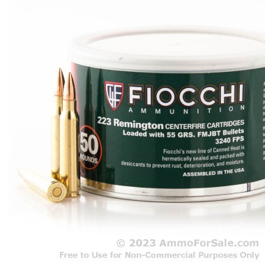 1000 Rounds of 55gr FMJBT .223 Ammo by Fiocchi Canned Heat
