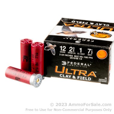 25 Rounds of 1 ounce #7 1/2 shot 12ga Ammo by Federal Ultra Clay & Field