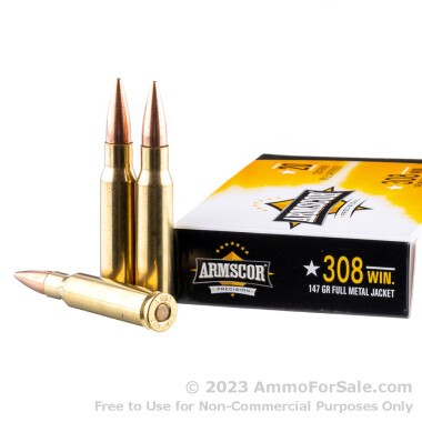 200 Rounds of 147gr FMJ .308 Win Ammo by Armscor