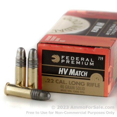 50 Rounds of 40gr LRN .22 LR Ammo by Federal Gold Medal HV Match