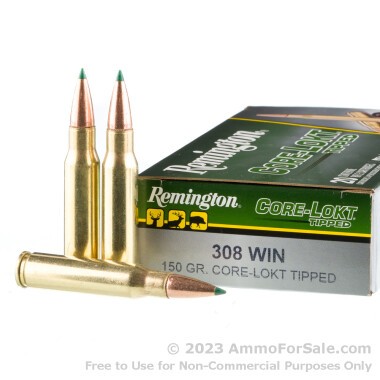 20 Rounds of 150gr Polymer Tipped .308 Win Ammo by Remington