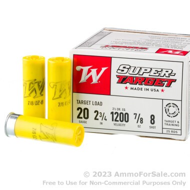 250 Rounds of 7/8 ounce #8 shot 20ga Ammo by Winchester Super-Target