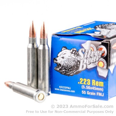20 Rounds of 55gr FMJ .223 Ammo by Silver Bear