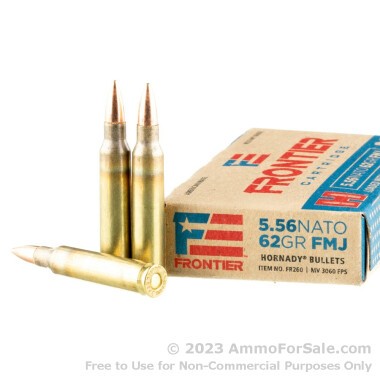 20 Rounds of 62gr FMJ 5.56x45 Ammo by Hornady