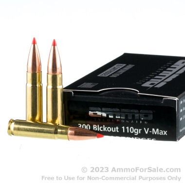 20 Rounds of 110gr V-MAX .300 AAC Blackout Ammo by Ammo Inc.