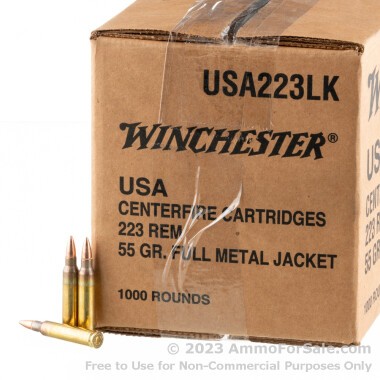 1000 Rounds of 55gr FMJ .223 Ammo by Winchester USA Bulk Pack