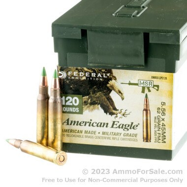 120 Rounds of 62gr FMJ 5.56x45 Ammo by Federal
