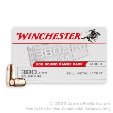 1000 Rounds of 95gr FMJ .380 ACP Ammo by Winchester