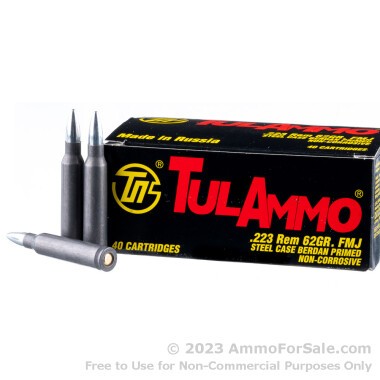 40 Rounds of 62gr FMJ .223 Ammo by Tula
