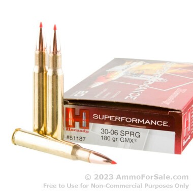 20 Rounds of 180gr GMX 30-06 Springfield Ammo by Hornady Superformance