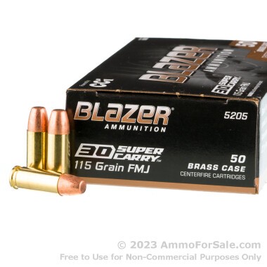 1000 Rounds of 115gr FMJ .30 Super Carry Ammo by Blazer