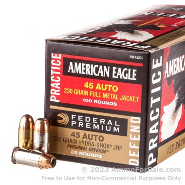 120 Rounds of 230gr JHP .45 ACP Ammo by Federal