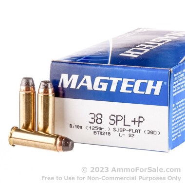 50 Rounds of 125gr SJSP .38 Spl +P Ammo by Magtech