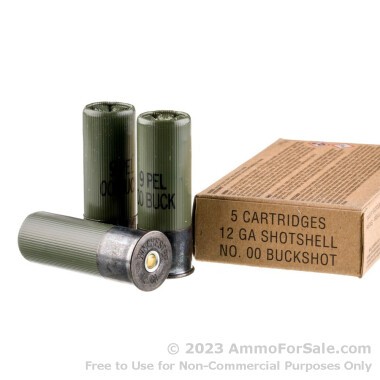 5 Rounds of 00 Buck 12ga Ammo by Winchester Military Grade