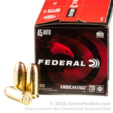 100 Rounds of 230gr FMJ .45 ACP Ammo by Federal