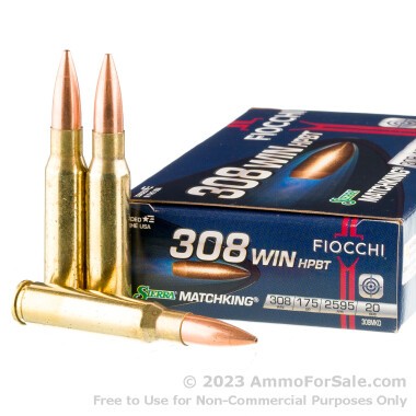 20 Rounds of 175gr HPBT MatchKing .308 Win Ammo by Fiocchi