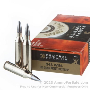 20 Rounds of 100gr Partition .243 Win Ammo by Federal