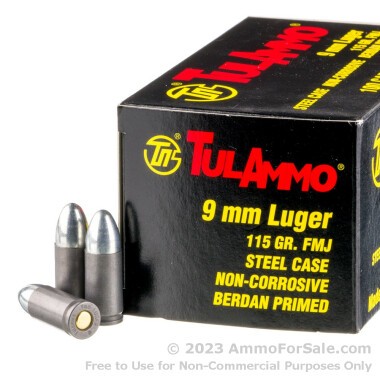 100 Rounds of 115gr FMJ 9mm Ammo by Tula