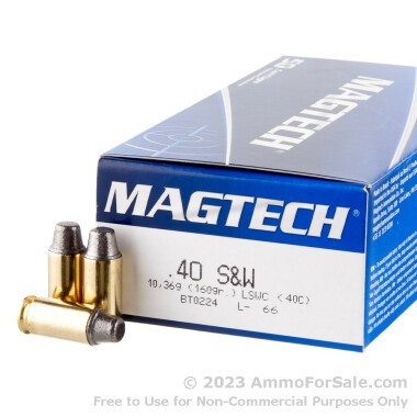 50 Rounds of 160gr Semi-Wadcutter .40 S&W Ammo by Magtech