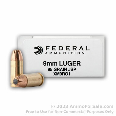 1000 Rounds of 95gr JSP 9mm Ammo by Federal