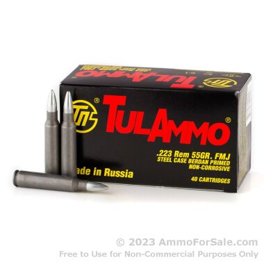 40 Rounds of 55gr FMJ .223 Ammo by Tula