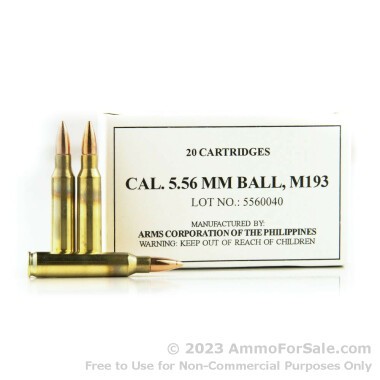 20 Rounds of 55gr FMJBT 5.56x45 Ammo by Armscor