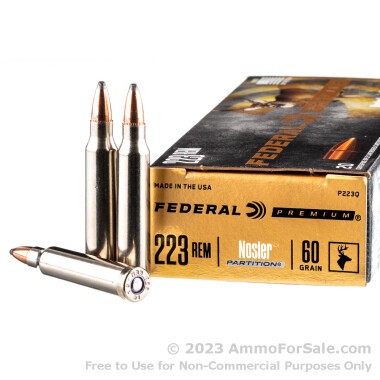20 Rounds of 60gr Partition .223 Ammo by Federal