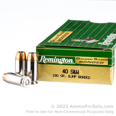 50 Rounds of 180gr JHP .40 S&W Ammo by Remington Golden Saber Bonded
