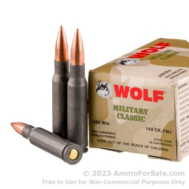 500 Rounds of 168gr FMJ .308 Win Ammo by Wolf