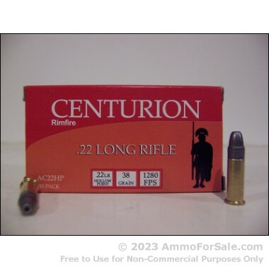 500  Rounds of 38gr HP .22 LR Ammo by Centurion