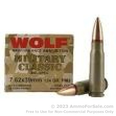 1000 Rounds of 124gr FMJ 7.62x39mm Ammo by Wolf