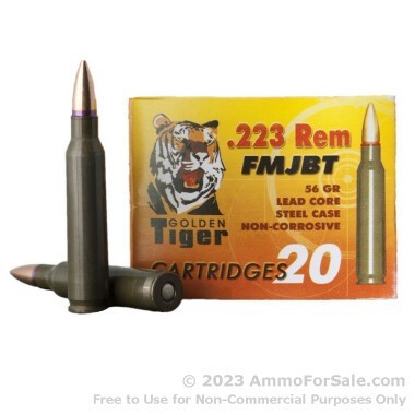 20 Rounds of 56gr FMJBT .223 Ammo by Golden Tiger